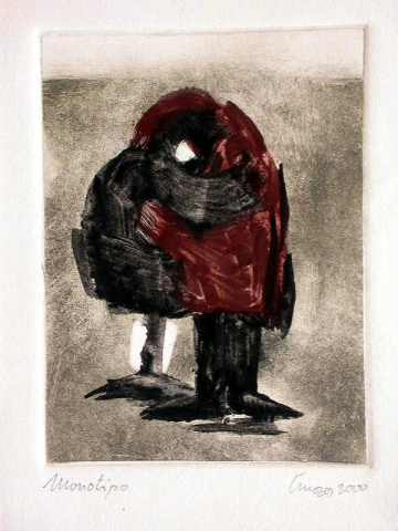Monotipo11: Otro abrazo - 2000 - Soporte 32x23cm - Plancha 16x12cm - Papel 250gr. Canson Guarro