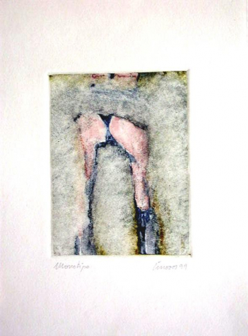 Monotipo22: Nalgas - 1999 - Soporte 32x23cm - Plancha 16x12cm - Papel 250gr. Canson Guarro - VENDIDO