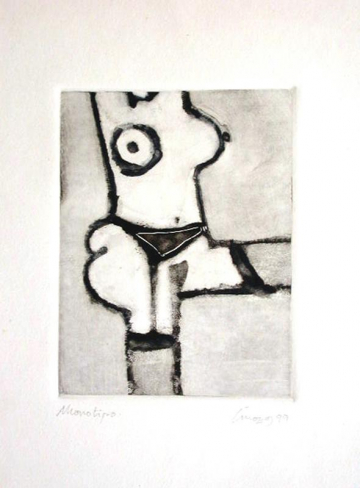 Monotipo23: Sin titulo -1999 - Soporte 32x23cm - Plancha 16x12cm - Papel 250gr. Canson Guarro - VENDIDO