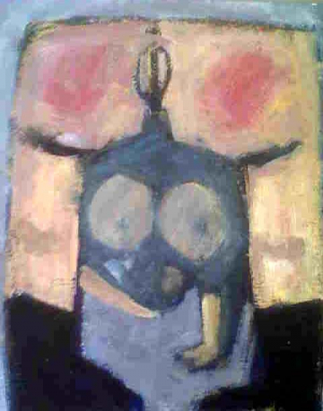 Hacer el calvo - 50x61cm - Óleo Tabla - 2003